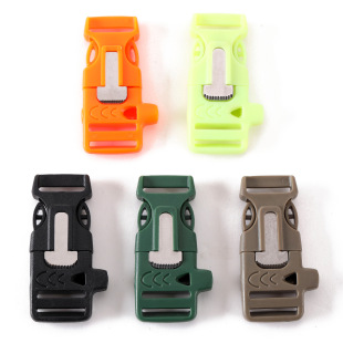 Multifunctional buckle outdoor seeking tool compass to hit the stone mouth whistle umbrella rope woven bracelet plastic plug -in