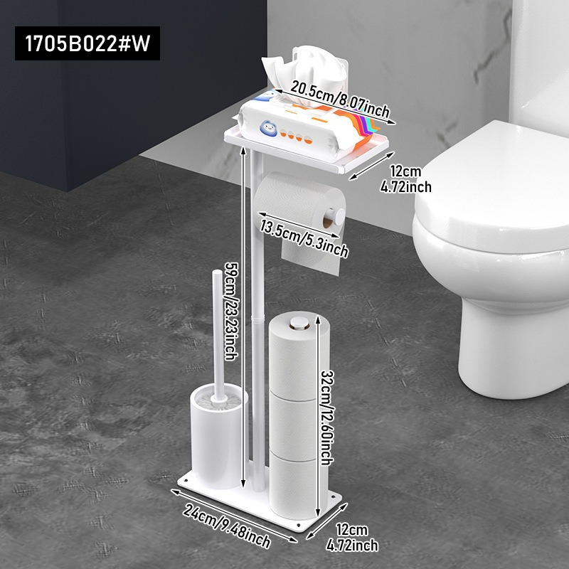 Rack de toallas de piso, estante de toallas de baño doméstico, estante de almacenamiento multifuncional de papel de rollo de inodoro, estante de teléfono móvil de inodoro