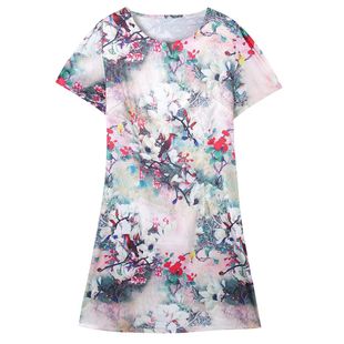 Qianbai Yilian Elegant Slimming Look Mother's Wear Spring and Summer New Middle-Aged and Elderly Women's Over-The-Knee Long Skirt Dress Women's Casual Skirt