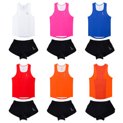 Zero-Resistance Track and Field Suit Set for Men and Women Marathon Running Fitness Lightweight Quick-Drying Backless Tank Top and Shorts Sports Team Uniform