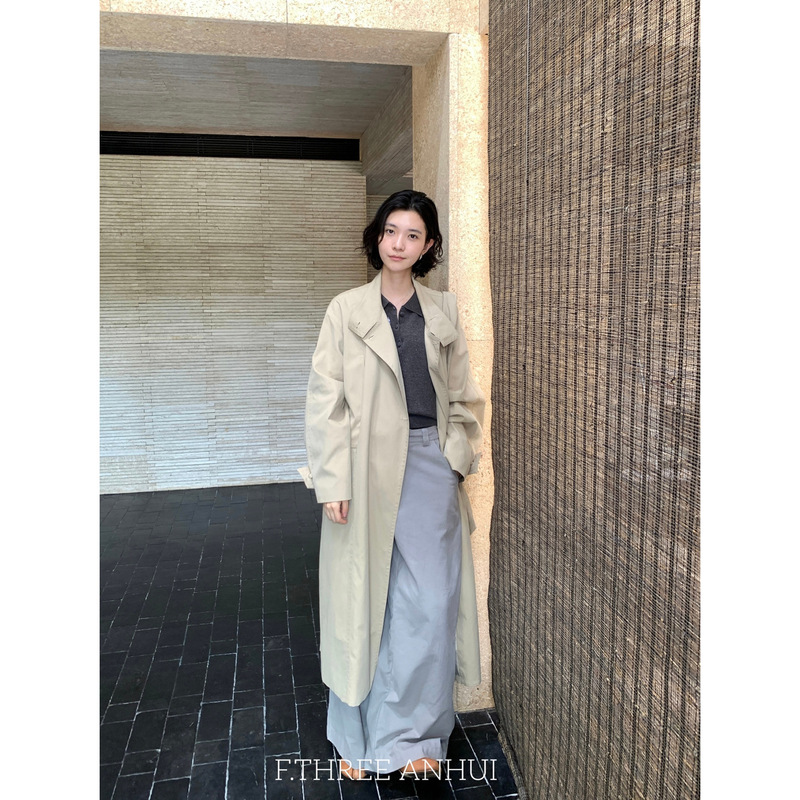 F.THREE三姐妹-计感复古摩登廓形长款外套风衣(配腰带,包包)99063|undefined