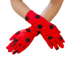 Ficlwigkis children's Ladybug Girl's clothing accessories gloves Halloween dress-up party dress gloves