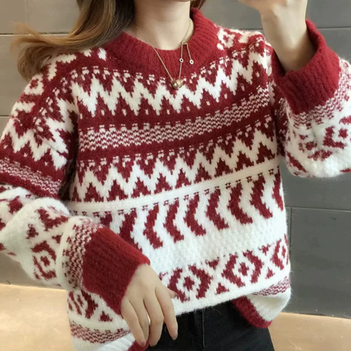 Вязаный свитер oversize для осени, цвет как на фото, единый размер, принцесса