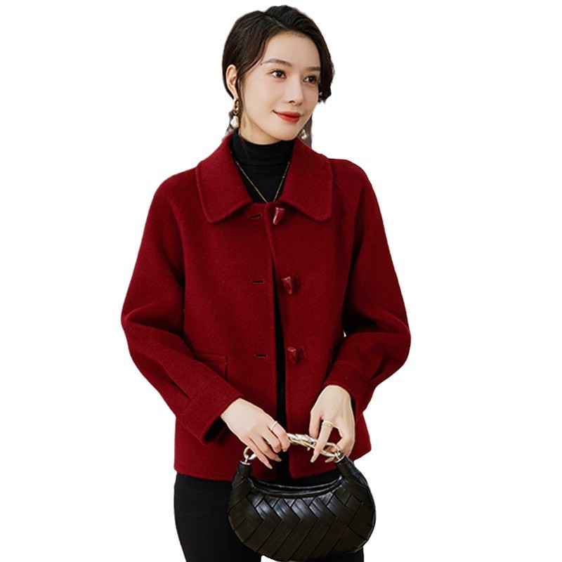 양면 트위드 쇼트 코트 기질 모직 새로운 가을과 겨울 2024 새로운 폭발 작은 기질