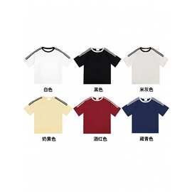 工厂直供纯色T恤童装后包领(21支200克精梳棉纯棉T恤童装大量批发