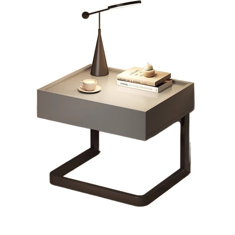 Mesa de cabecera personalizada simple y moderna dormitorio ligero y lujoso, gabinete de almacenamiento de hotel de alto nivel, nuevo gabinete flotante junto a la cama