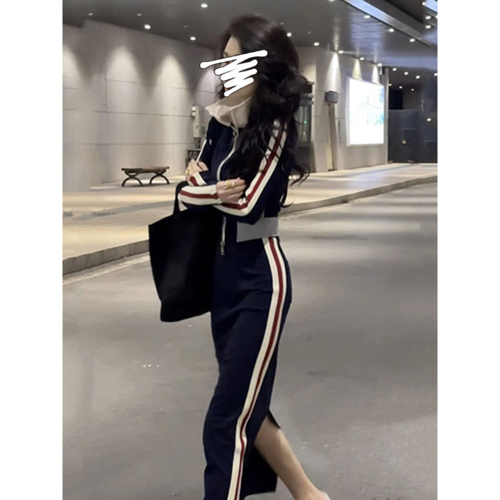 跨境 2025秋冬季大码薄款卫衣套装裙女显瘦半身裙两件套胖mm240斤|undefined