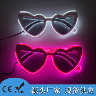 Led Heart Luminous Glasses Women's Sunglasses Birthday Party Celebration Photo Props Pink Party Supplies Support