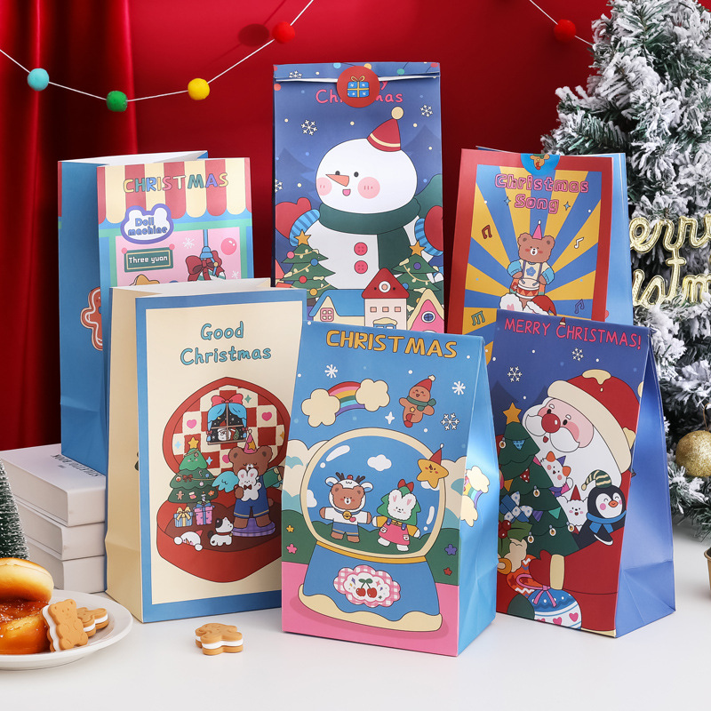 Bolsa de regalo de dibujos animados de Navidad vintage creativo galleta bolsa de manzana bolsa de embalaje de caramelo regalo de Navidad bolsa de papel Kraft