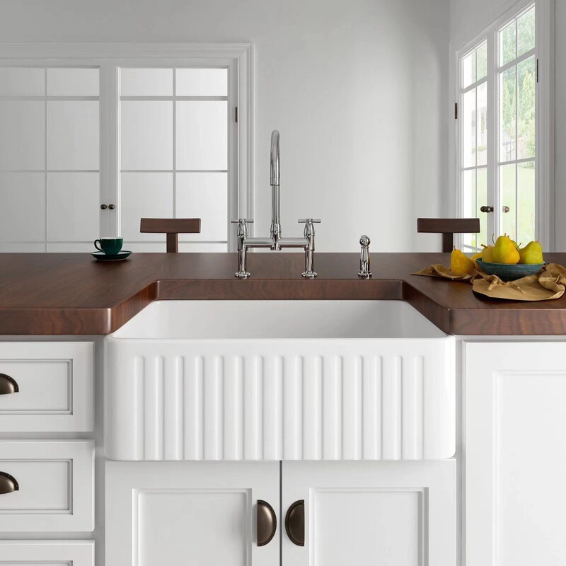 Fireclay24-inch Flat Modern Kitchen Sink Front Straight Edge Ceramic Vegetable Washing Basin Farmhouse American Style Sink Fireclay24-inch Flat Modern Kitchen Sink Front Straight Edge Ceramic Vegetable Washing Basin Farmhouse American Style Sink
