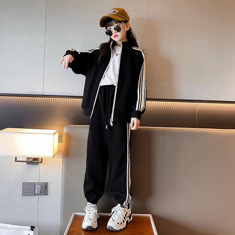 Girls' Set 2023 New Network Red Fashionable Chinese Big Boy Spring and Autumn Fashion Casual Sports Two Piece_voghion.com