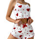 New Knitted Sweet European and American Design Sense Pure Desire 2024 Pit Loving Women's Printed Pajamas Sling Summer Shorts