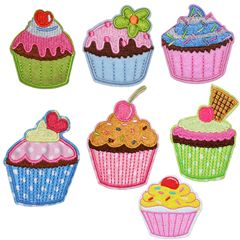廠家直銷刺繡布貼卡通冰淇淋蛋糕兒童服裝輔料背膠破洞裝飾補丁貼