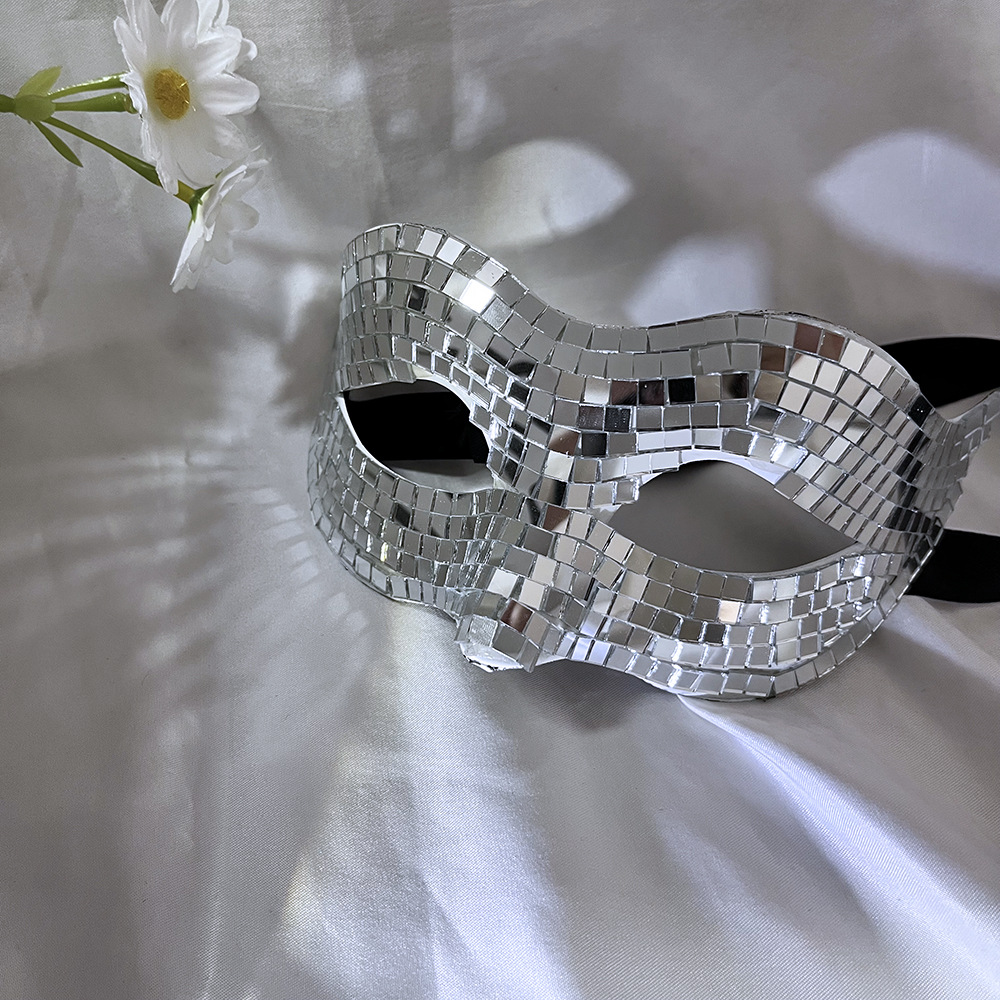 Máscara de Discoteca Hecha a Mano, Máscara Facial de Bola de Discoteca, Máscara para Fiesta de Halloween, Decoración para Cubrir la Cara