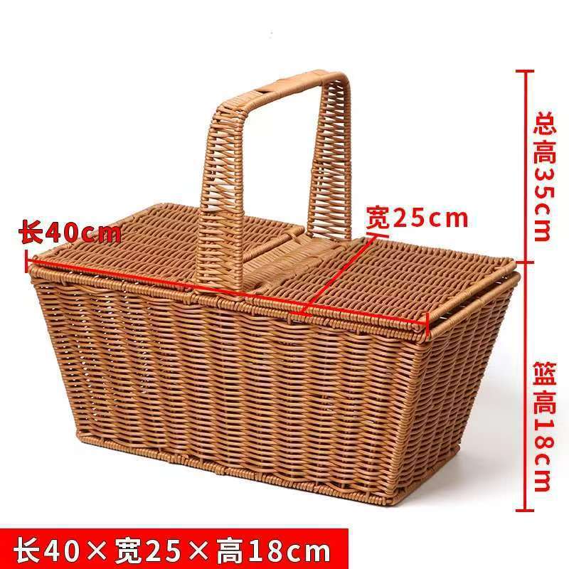 仿藤收纳篮花篮购物篮子胶藤编水果篮手提篮菜蓝野餐篮收纳筐鸡蛋|undefined
