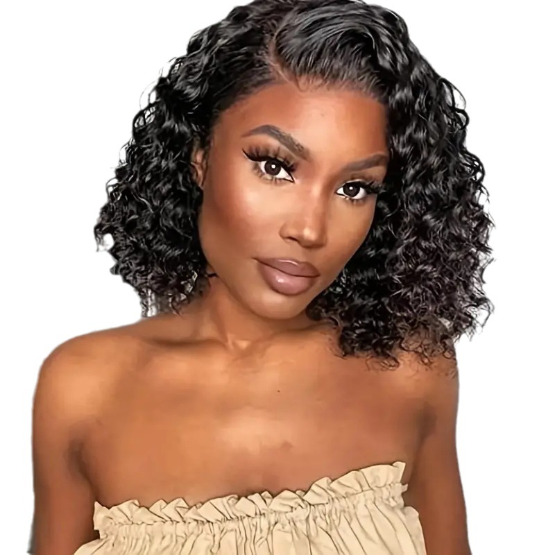 Perruque synthétique bouclée de style européen/américain, petite taille, avec bordure en dentelle, bonnet de taille moyenne, ondulation naturelle, cheveux longs, courts ou mi-longs, pour un usage quotidien._voghion.com