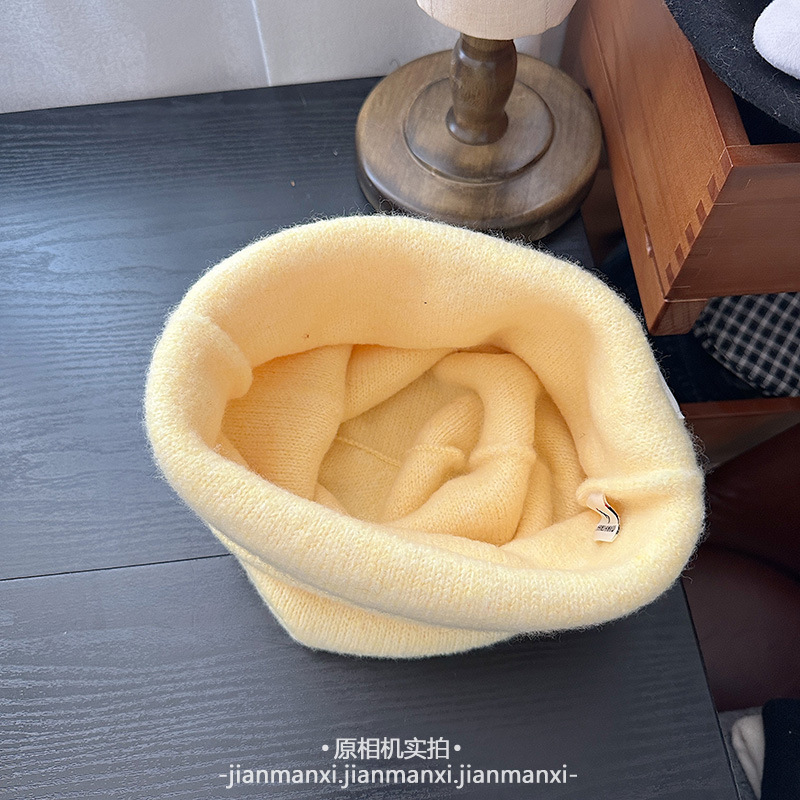 多色新款耳机贴布针织帽秋冬保暖日常百搭大头围宽松堆堆帽冷帽女|undefined