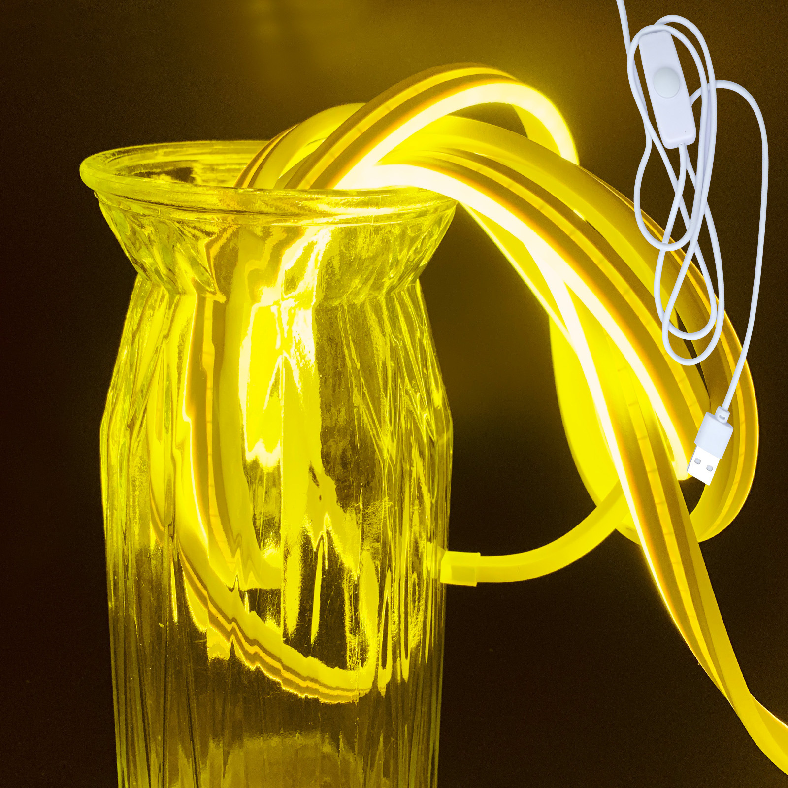 Luz de neón USB 5V con interruptor botón de atenuación LED de baja tensión flexible impermeable luz blanca cálida banda de luz blanca