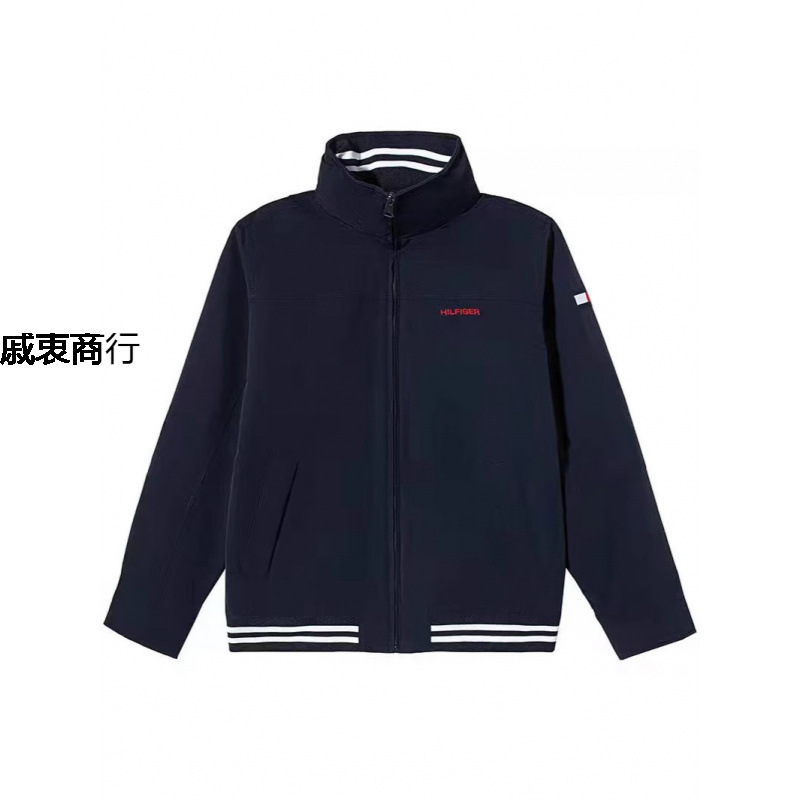 2026 Tommy Spring and Autumn Stand Collar Jacket Men's Korean Style Simple Casual Autumn Coat Men's Top