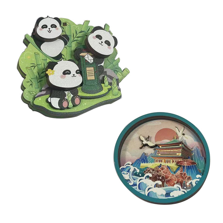 Suministro directo de fábrica de imanes de nevera de madera hueca láser