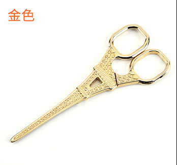 Tijeras de torre de París de la vendimia de acero inoxidable 14cm Tijeras de Torre Hilo hecho a mano cabeza de té tijeras para el hogar