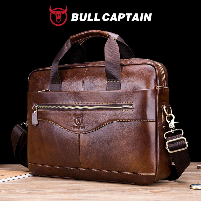 Captain Cow Leather Laptop Briefcase Men's Genuine Leather Shoulder Crossbody Bag Top Layer Cowhide Business Official Bag Captain Cow Leather Laptop Briefcase Men's Genuine Leather Shoulder Crossbody Bag Top Layer Cowhide Business Official Bag