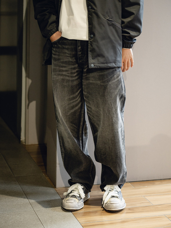 Dingming Denim Series | 26Ss Red-Edged Denim 14oz Black and Gray Washed 505 Loose Straight-Leg Jeans for Men and Women