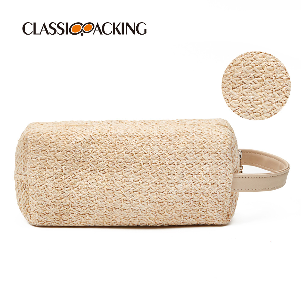 Bolsa de almacenamiento de cosméticos simple al por mayor de fábrica, material de hierba ppp, bolsa de lavado de viaje portátil de gran capacidad, bolsa de cosméticos