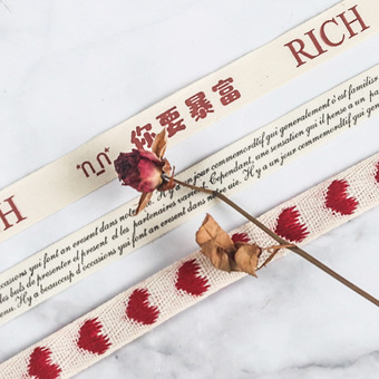 刺绣棉带丝带爱心红色情人节生日蛋糕盒包装饰蝴蝶结英文字母印刷