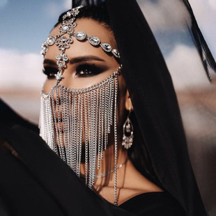 Cross-border Explosions Water Drops Diamond mask Fashion Rhinestone Tassel Face Decoration Ball Party Accessories mask 06