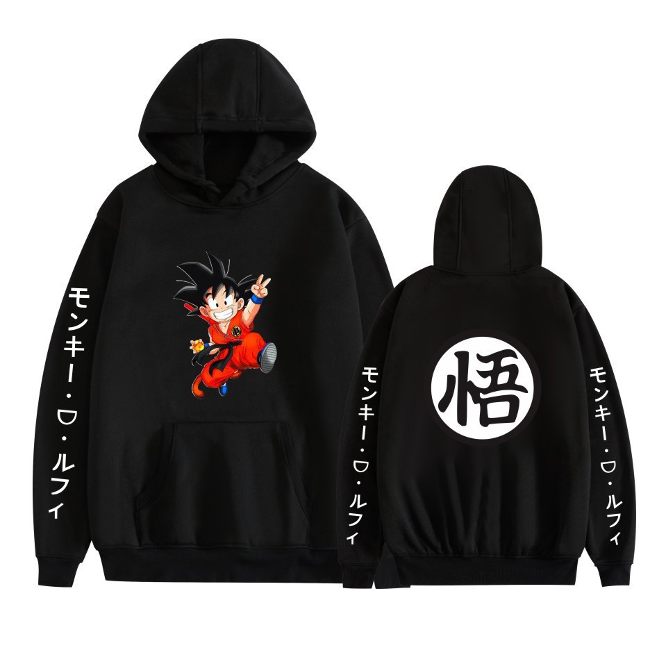 Hombre japonés transfronterizo nuevo estilo Dragon Ball Monkey King estampado casual moda suelta hombres y mujeres sudadera con capucha anime hoodie