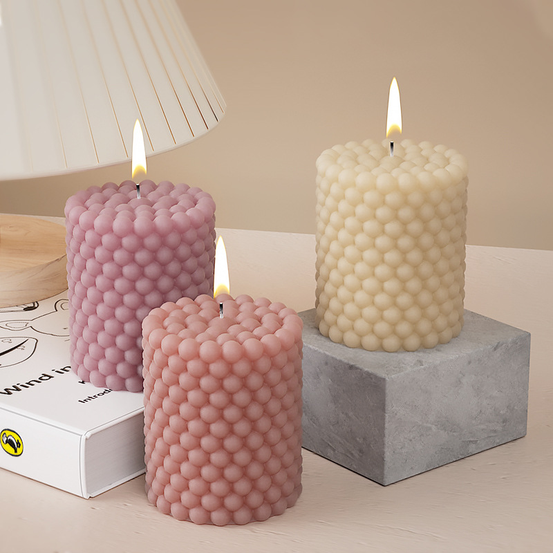 Yu meiren cristal epoxi cilíndrica aromaterapia vela burbuja cuentas Polka Dot tabla DIY yeso decoración molde de silicona