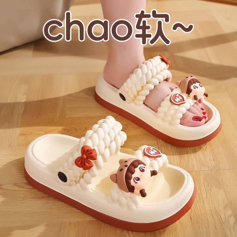 Soft-Soled Cute Sandals for Women, Summer Outdoor Wear, Indoor Home Wear, Thick-Soled Beach Sandals, Outdoor Dual-Wear Slippers for Women