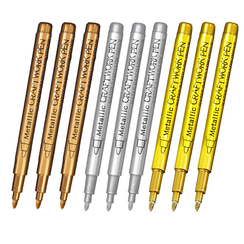 Guangna 550 inglés embalaje pluma de pintura de metal DIY pintado a mano tarjeta negra pintura graffiti pluma arte mano cuenta rotulador pluma