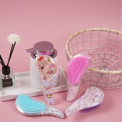 新しい透明コーム、もつれ防止マッサージコーム、ヘアスムージングコーム、かわいいプラスチック製ヘアコーム、漫画子供用TTコーム