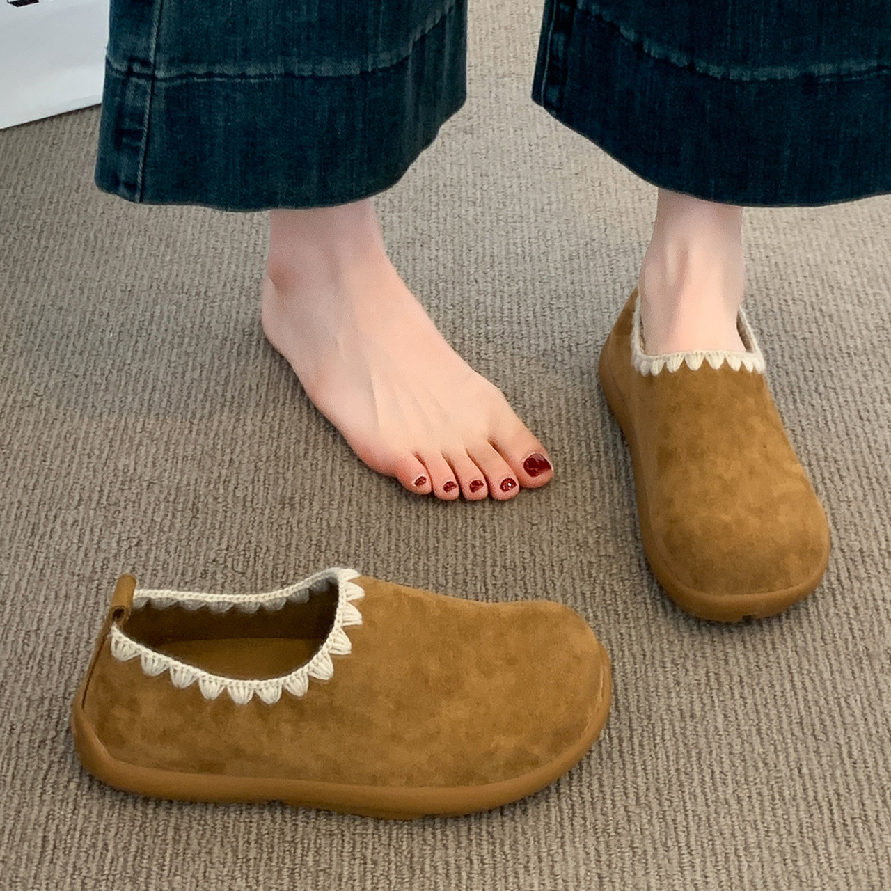 Retro de un pie de calzado hombre Bocken zapatos para mujeres 2025 nuevo otoño Bean zapatos de sol blando Bocken zapatos para mujeres