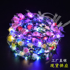 Glittering Flower Crown Tourist Attraction Bamboo Vine Foam Flower Crown Flash LED Flower Crown Hairband Headpiece Wholesale