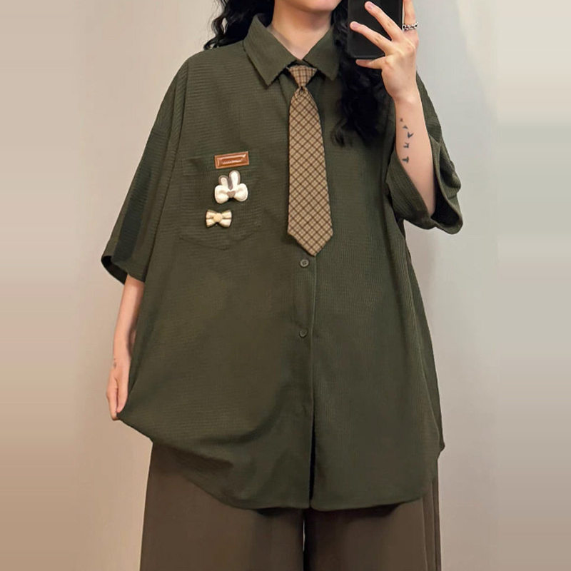 Japanese Retro Waffle Shirt for Women, Long-Sleeved, Loose, Lazy Style Cardigan, Tie, Autumn and Winter Casual Shirt