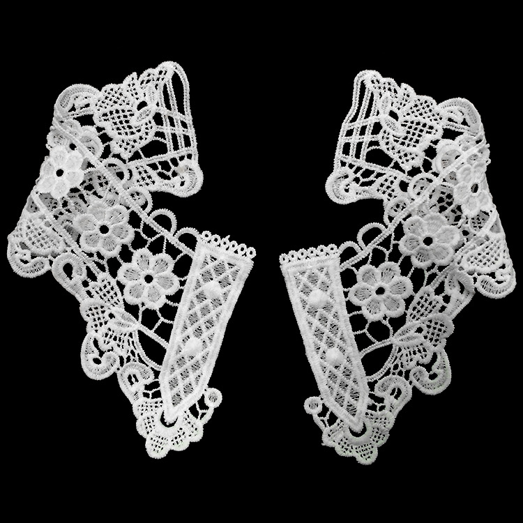 水溶蕾丝对领 牛奶丝肩领 立体镂空绣花领花 DIY花边辅料 娃娃领