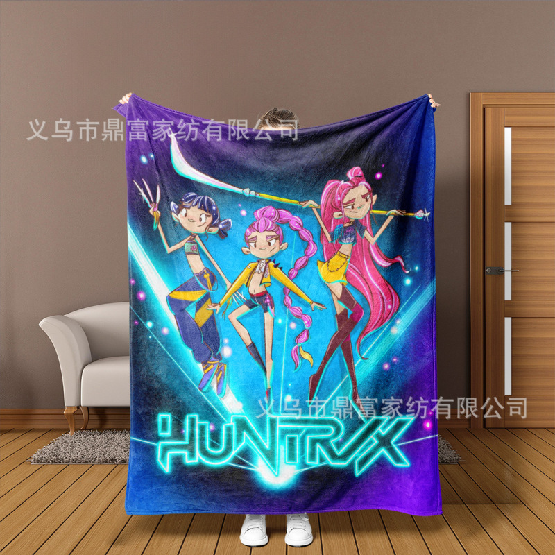 跨境法兰绒毛毯K Pop Demon Hunters Team Anime数码印花毛毯盖毯|undefined