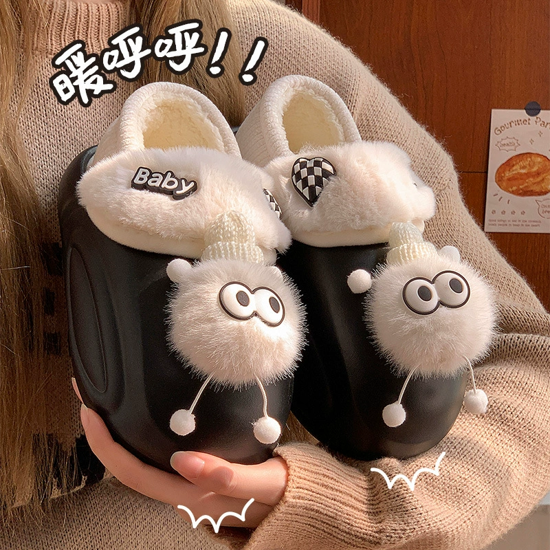 Продвинутые хлопчатобумажные тапочки мужские зимние тихие 2024 новые домашние волосы съемные хлопчатобумажные шлепанцы женские зимние модели