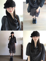 法式慵懒松弛感穿搭连衣裙子女装夏2025新款早秋韩系格纹半裙套装