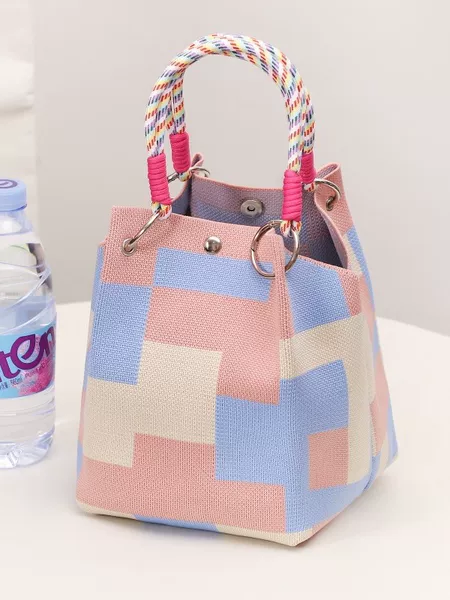 Geometric Series: Directly supplied by the manufacturer, knitted handbag, tote bag, casual versatile large-capacity crossbody bag
