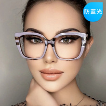 方框猫眼平光镜 2022欧美包花防蓝光眼镜框时尚欧美大框ins眼镜架