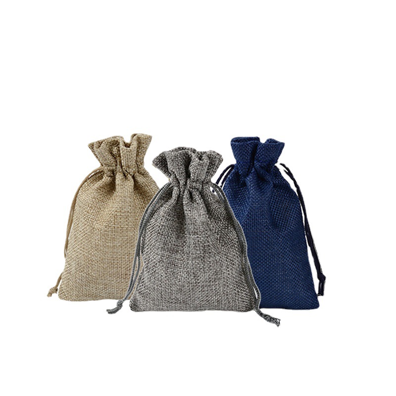 束口麻布礼品袋 3色仿麻套装首饰茶叶精油化妆品麻布抽绳袋现货