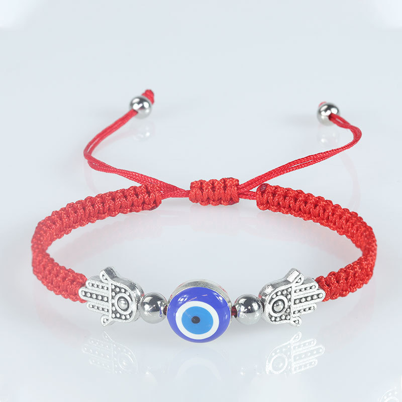 Evil Eye Bracelet Fatima Devil Eye Bracelet Women's Handmade Woven Adjustable Casual Simple Style Bracelet