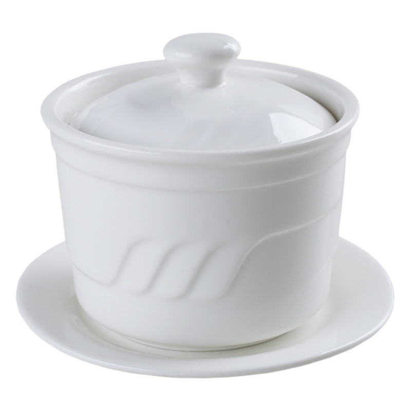 Ceramic Stew Pot, Hotel-Specific Water-Proof Stew Pot with Lid, Small Stew Pot, Soup Cup, Bird's Nest Cup, Dessert Cup, Steamed Egg Bowl, One Person Serving