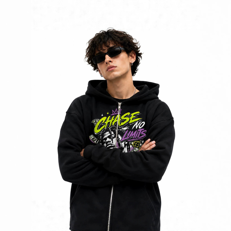 Cross-border foreign trade, American-style, high-end, retro, trendy 3D money portrait graffiti zip-up hoodie Cross-border foreign trade, American-style, high-end, retro, trendy 3D money portrait graffiti zip-up hoodie