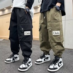 男の子の春と秋のオーバーオール2025新作大きな子供用春服パンツ子供用春服ハンサムスポーツスウェットパンツトレンド