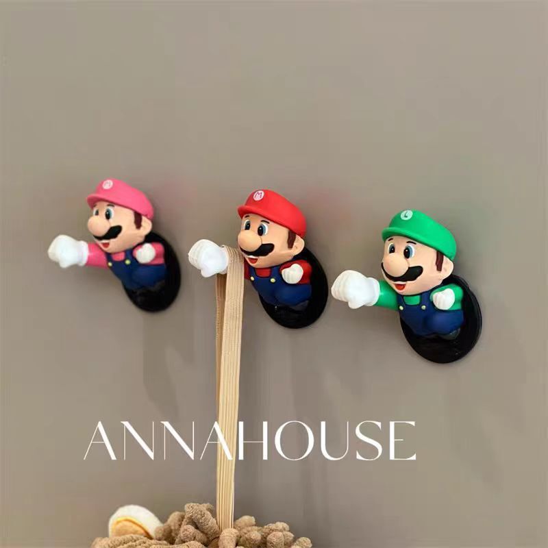 Mario Hook Bathroom Bathroom Towel Punch-Free Sticky Hook Cute Cartoon Multi-Functional Hanging Small Clothes Hook